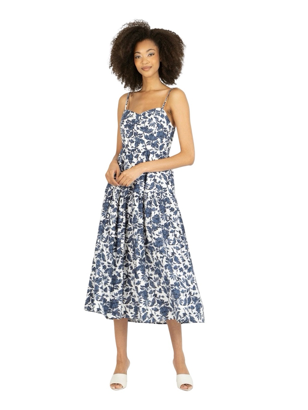 NWT Super Natural by Secret Mission Nehru Blue Floral Midi Maxi Dress Small